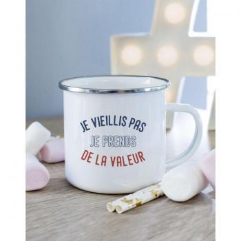 Mug in metallo Non invecchio, guadagno valore ENKR TU bianco