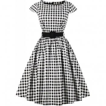 Robe à carreaux vintage grande taille S-4XL pour femme
