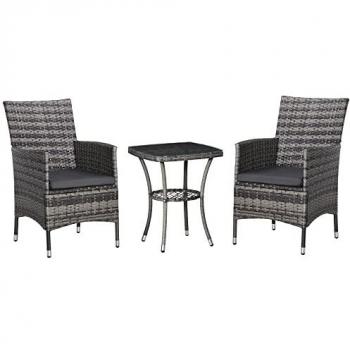 Outsunny 3-teiliges Rattan Gartenset mit Beistelltisch