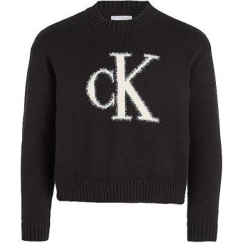 Calvin Klein Jeans Pullover Fluffy Monogram für Mädchen Schwarz 10Y
