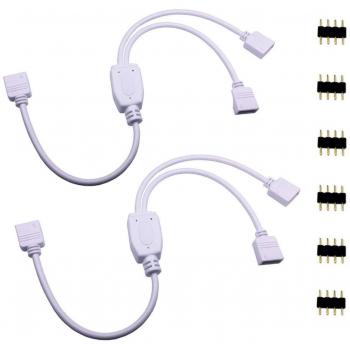 Wlife 4Pin Y Splitter Kabel 2er Set 1 zu 2 RGB Stecker für SMD 5050 LED-Streifen