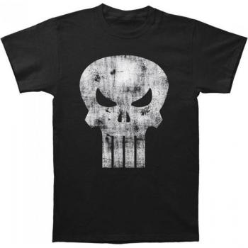 The Punisher Unisex-Distressed-Logo-Schwarzes T-Shirt, Größe S