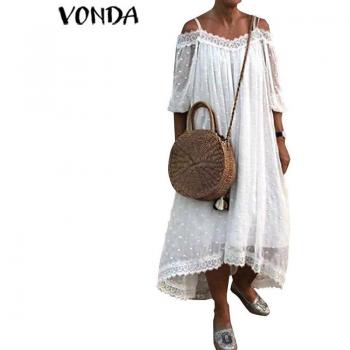 VONDA Casual Loose Maxi Dress
