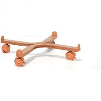 Portafioriera Tonda in Acciaio Colore Terracotta Speedy 50 cm con ruote