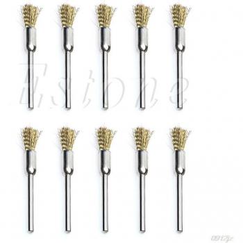 10pcs Mini Brass Cup Wire Brushes for Dremel Drill 3x5mm