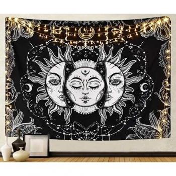 Mystische Tapisserie mit Sonne und Mond
