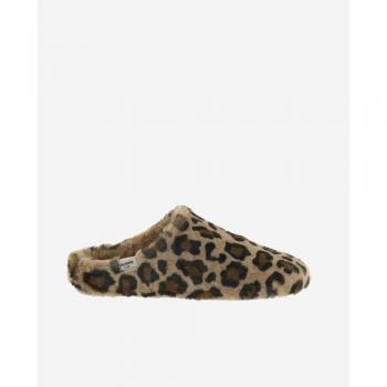 Zapatillas abiertas de piel sintética leopardo para mujer con plantilla tipo borreguito (Victoria, modelo 1081113)