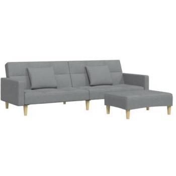 Canapé-lit moderne 2 places avec repose-pied gris clair