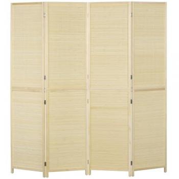Séparateur de pièce en bambou 4 panneaux pliables
