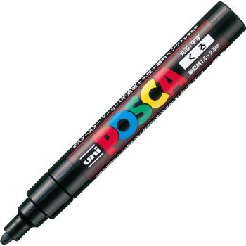 Zwarte Posca schrijfcrayon, gemiddelde punt, ronde kern, 10x, waterbasis, PC5M.24