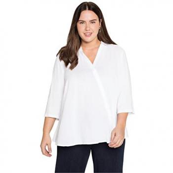 SHEEGO Bluse für große Größen, Wickeloptik, weiß, Gr. 42