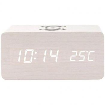 Dispositivo Despertador LED 24H con Control de Sonido y Carga Inductiva