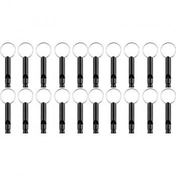 20 Pack Black Aluminum Whistles for Sports and Survival