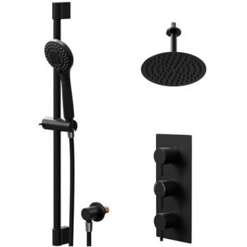 Colore Triple Thermostatic Shower Valve with Round Slide Rail