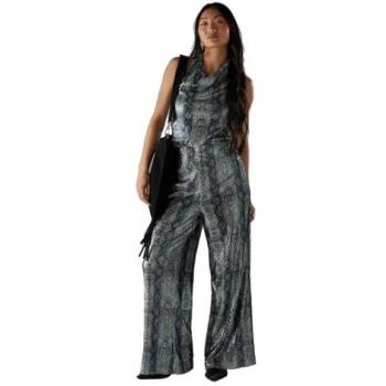Warehouse Green Petite Snake Sequin Cowl Neck Drop Waist Jumpsuit Size 8