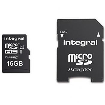 Tarjeta de Memoria Integral MicroSDHC 16GB Clase 10 con Adaptador UHS-1 90MB/s