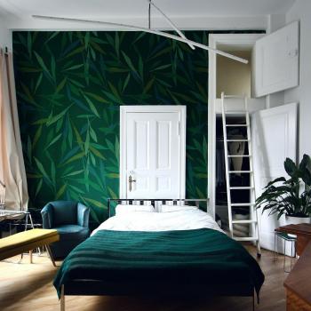 Papel tapiz panorámico huellas verdes 525x250cm