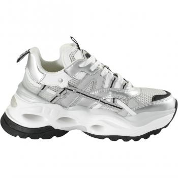 Buffalo Sneakers Triplet Hollow Vegan Nappa / Mesh Bianco / Nero / Argento EU 39