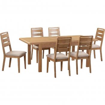 Curve Round Extendable Dining Table with 6 Chairs