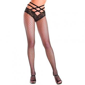 Be Wicked Spitze & Band – Schwarze elastische Strumpfhose für Damen
