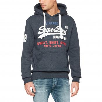 Superdry Hoodie Sweat Store Tri, Hombre, Azul (Aurora Navy), Talla M