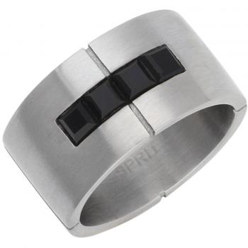 Esprit Herren Fingerring Edelstahl Schwarz/Silber ESRG11379A, Ringgröße: 60 (19.1)