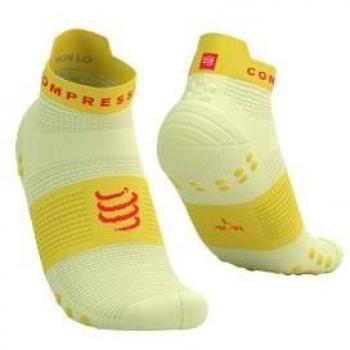 Compressport Pro Racing V4.0 Calze Run Low Ultra Light Verde Chiaro e Giallo
