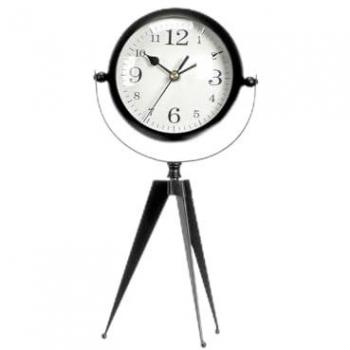 Gift Decor-Reloj de Mesa Trípode Negro Metal 14 x 30 x 11 cm