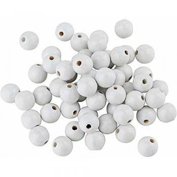 Perles en bois blanches 6 mm