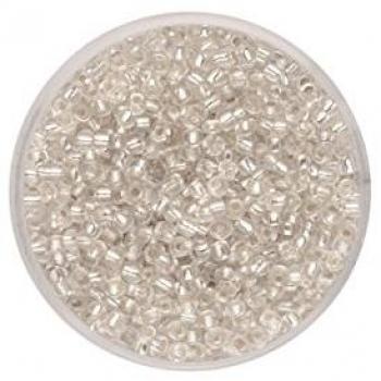 Rocailles 2,6 mm, 17 g, Silbereinzug transparent