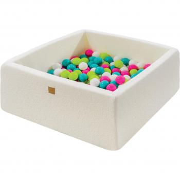 Area Gioco per Bambini MeowBaby® 110x110x40cm con 400 Palline, Boucle, Bianca