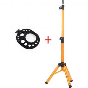 Leeons Gold Wigs Head Stand – Stainless Steel & Canvas Tripod for Hair Styling