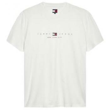 Tommy Jeans T-Shirt Flag Linear Ecru – Maniche Corte, Taglia XL