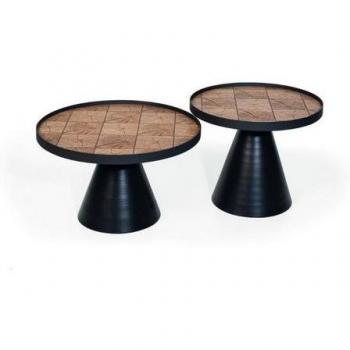 Schwarzes Doppel-Couchtisch-Set von Xlmoebel – 2 Kaffeetische, europäischer Stil