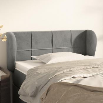 VidaXL Kopfteil mit Ohren Samt Hellgrau 83x23x78/88 cm