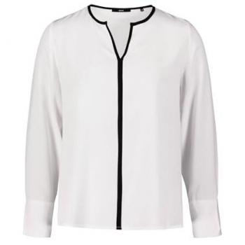 Damenbluse Zero „Viskosebluse“ mit kontrastreicher Paspel – Gr. 42 – Beige (Patch Cream/Schwarz)