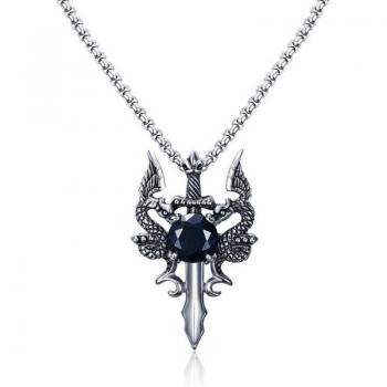 Collier avec pendentif dragon épée pour hommes