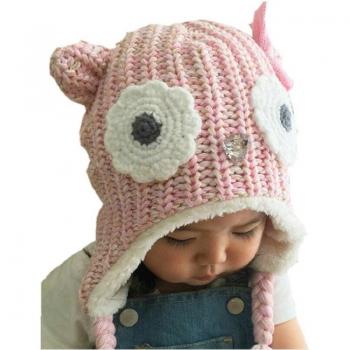 Winter Owl Hooded Hat for Young Girls (0-4)