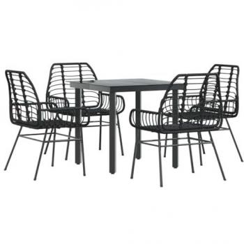 Outdoor Poly Rattan Table and 4 Chairs – Black