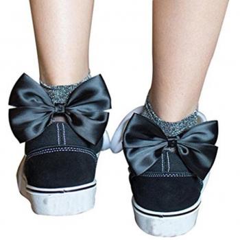 Chaussettes à lacets en filet pour femmes avec nœud papillon