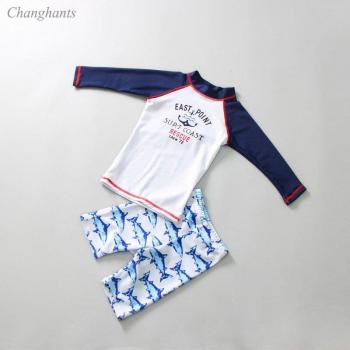 Two-Piece Baby Shark Swimsuit with Long Sleeve Rash Guard (Ages 2-9)