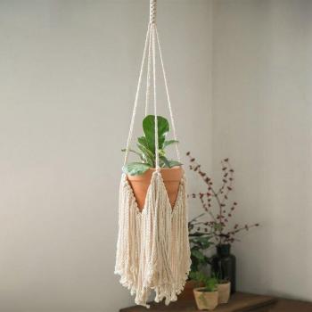 Decoración Colgante de Cáñamo y Maceta