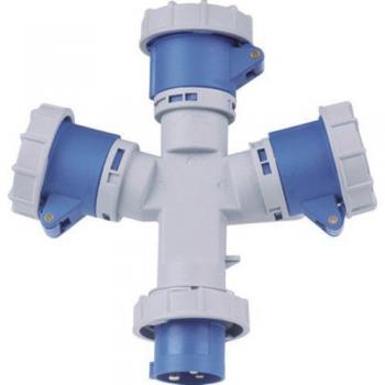 Adattatore Industriale 1 Spina + 2 Prese Maurer Plus 380V 2P+T 16A CE