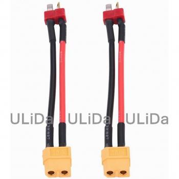 Conector XT60 hembra a macho T 5CM 12AWG