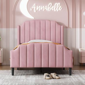 Terciopelo Rosa: Cama Individual 90x200 + Somier