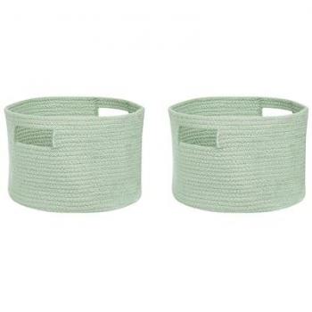 Set of 2 Green Braided Toy Storage Baskets