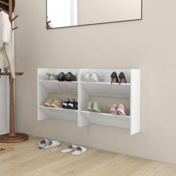 Wand-Schuhschrank-Set 2 Stk. Hochglanz-Weiß 60x18x60 cm Spanplatte