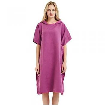 Microfiber Wetsuit Changing Poncho Bath Robe with Hood for Outdoor Sports