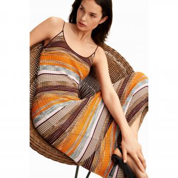 Midi Vestido Canelado com Riscos XL Desigual