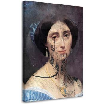 Línea Azul 40x60: Retrato Femenino en Lienzo